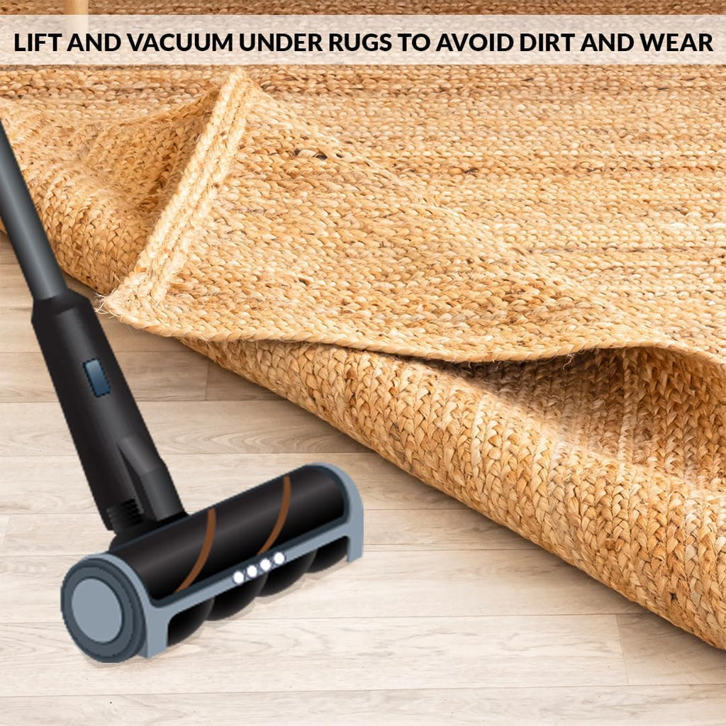 HOMEMONDE Solid Braided 8'x10' Jute Area Rug Natural - Eco Friendly Premium Fiber - Durable and Reversible Handwoven Farmhouse Rugs for Living Room, Hallway, Bedroom, Dinning Room, Kitchen, Office