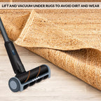 HOMEMONDE Solid Braided 8'x10' Jute Area Rug Natural - Eco Friendly Premium Fiber - Durable and Reversible Handwoven Farmhouse Rugs for Living Room, Hallway, Bedroom, Dinning Room, Kitchen, Office