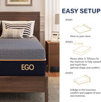 EGOHOME 12 Inch Queen Mattress, Copper Gel Cooling Memory Foam for Back Pain Relief, Therapeutic Bed in a Box, Foam Made in USA, CertiPUR-US Certified, 60x80x12 Black