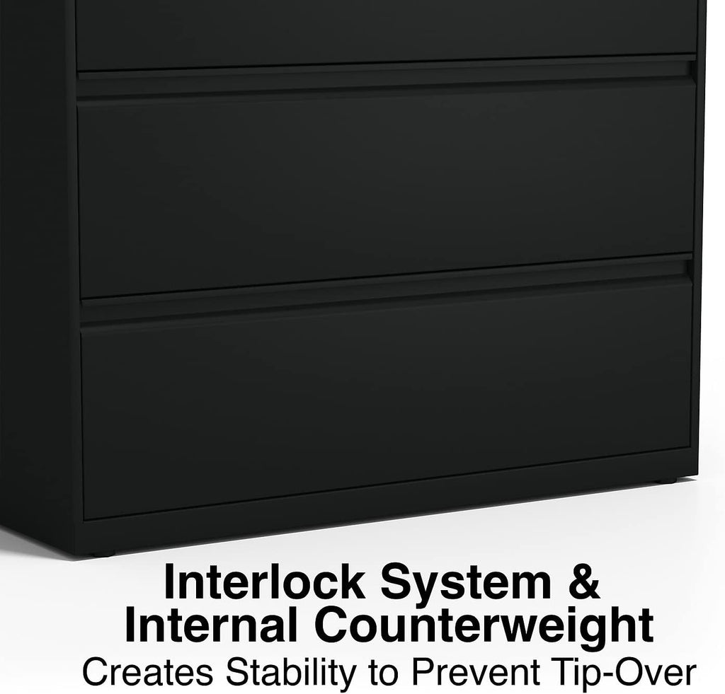 STAPLES 870395 Branded Commercial 36-Inch Wide 2-Drawer Lateral File Cabinet Black