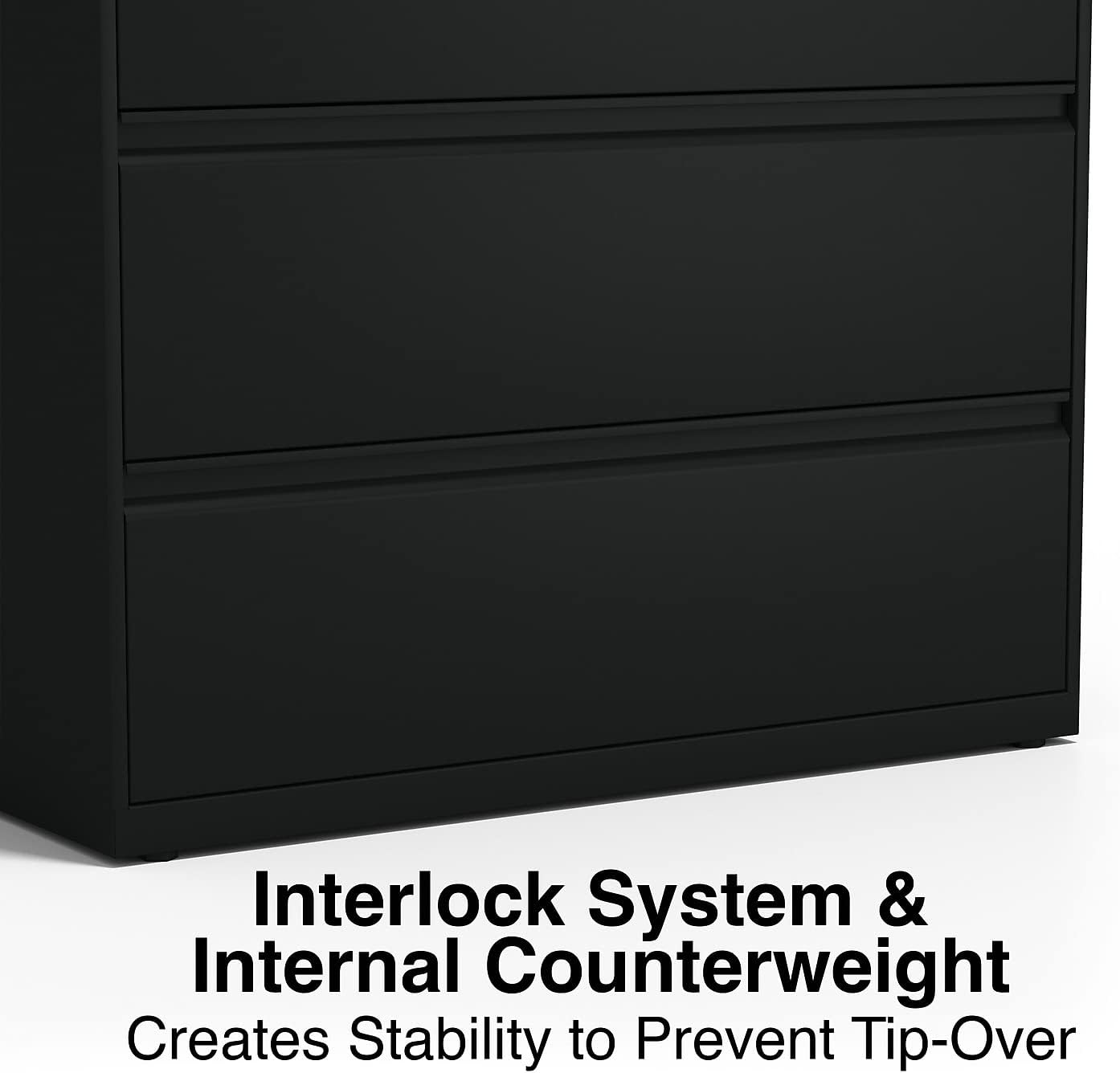 STAPLES 870395 Branded Commercial 36-Inch Wide 2-Drawer Lateral File Cabinet Black