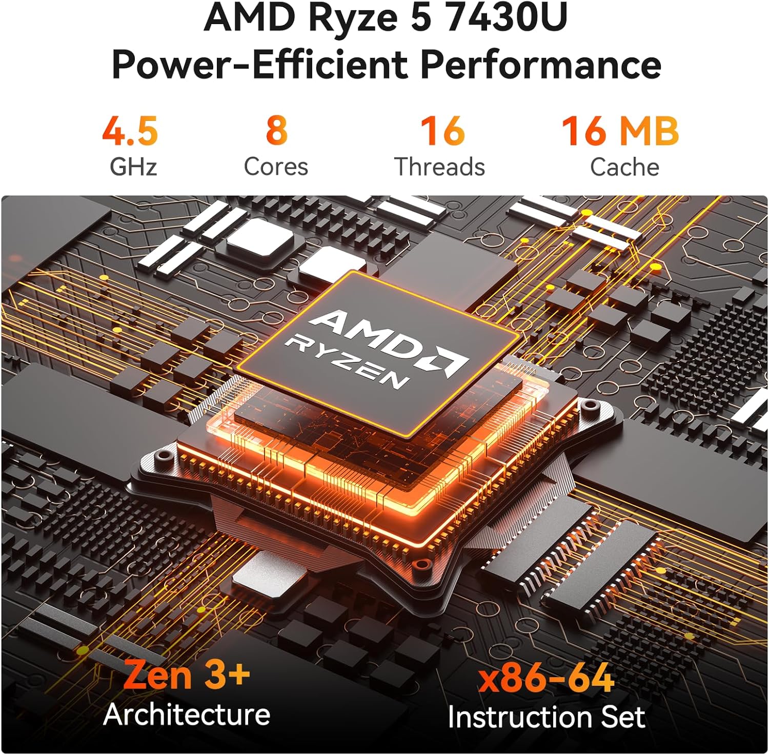 GEEKOM A5 Pro Mini PC (2026) with AMD Ryzen 5 7430U  16GB DDR4 RAM(Upgradable to 96GB  Not LPDDR)  1TB NVMe SSD  Windows 11 Pro Desktop Computer Support 4 Displays/8K/Wi-Fi 6/6xUSB  3-Year Coverage