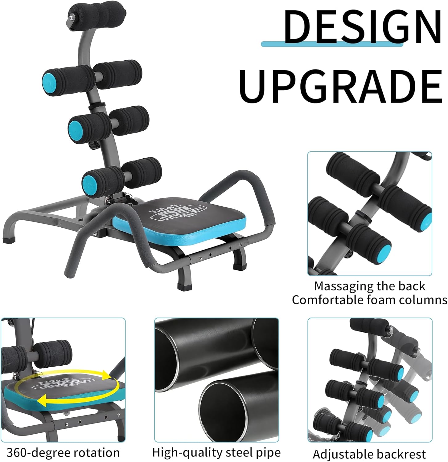 Adjustable Ab Trainer Machine - Multi-Functional Ab Machine for Stomach Workout with Waist Twisting & Core Crunch Training - Home Gym Abdominal Exercise Equipment
