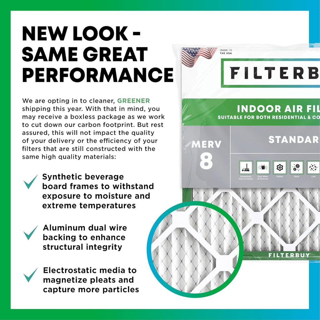 Filterbuy 18x36x4 Air Filter MERV 8 Essential Dust & Allergy Defense (12-Pack), Electrostatic Pleated HVAC AC Furnace Filters Replacement, Made in USA (Actual Size: 17.50 x 35.50 x 3.63)