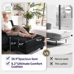 114.5" Corduroy Sectional Sofa with Armrest Storage & Reversible Chaise, Comfy L Shaped Sofa 4 Seat Sectional Couch, Modern Upholstery Couch with Removable Covers, for Living Room, Apartment, Black
