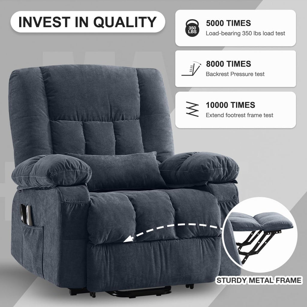 BOSMILLER Power Lift Recliner Chair with Massage and Heat for Elderly,Electric Recliner Single Sofa with Footrest,Side Pocket and USB Charge Port for Living Room