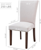 COLAMY Upholstered Dining Chairs Set of 4, Parsons Style Linen Beige Accent Chairs with High Back, for Round Kitchen Table or Small Dining Room – Comfortable & Stylish