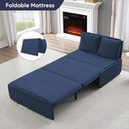 ijuicy 3 in 1 Twin Size Pull Out Sofa Bed Linen Sleeper Sofa with Pullout Bed, Convertible Loveseat Couch Beds with Pillows and Tri-fold Mattress for Small Space Apartment, Dark Blue