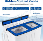 Giantex Portable Washing Machine, 20LBS Twin Tub Mini Compact Laundry Washer Spinner Combo with Drain Pump, 12Lbs Washer and 8Lbs Spinner for Apartments, RVs, Dorms, Blue+White