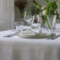 Huddleson White Linen 80” Round Tablecloth Luxury Italian Linen Circular 80 Inch Table Cloth Sewn in US