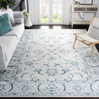 SAFAVIEH Brentwood Collection Area Rug - 10' x 13', Light Grey & Blue, Oriental Floral Scroll Design, Non-Shedding & Easy Care, Ideal for High Traffic Areas in Living Room, Bedroom (BNT854G)