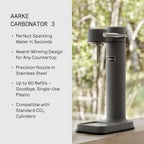 Aarke Carbonator lll with CO2 Cylinder, Sparkling & Carbonation Water Machine, Stainless Steel with PET BPA-Free Reusable Bottle Volume 1L/34 fl oz (Matte Grey)