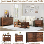 Farmhouse Dresser and Nightstand Set - 3 Piece, 54" Wide Dresser and 24" Nightstands for Bedroom, Living Room, Hallway