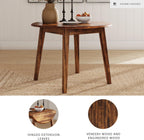 Signature Design by Ashley Berringer Dining Room Round Drop Leaf Table, Rustic Design, Seats 4, Hinged Extension Leaves, Small Space Solution, 42" W x 42" D x 30.63" H, Rustic Brown