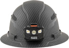 Klein Tools 60347 Hard Hat, Vented Full Brim, Class C, Premium KARBN Pattern, Rechargeable Lamp, Padded Sweat-Wicking Sweatband, Top Pad
