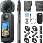 AKASO 360 Weatherproof 360° Action Camera - 5.7K 360 Video with 1/2" 48MP Sensors  72MP 360 Photo  360-SuperSmooth  Invisible Selfie Stick  360° Horizon Lock  AI Tracking Motorcycle Combo
