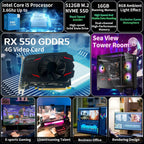 Prebuilt Gaming PC Desktop Computer Intel Core i5 Desktop Operating at A Frequency of 3.2-3.6 GHz RX550 Graphics Card with 4GB GDDR5 Video Memory 16GB RAM  512GB NVME SSD WiFi5 RGB Fan x4 Windows 11