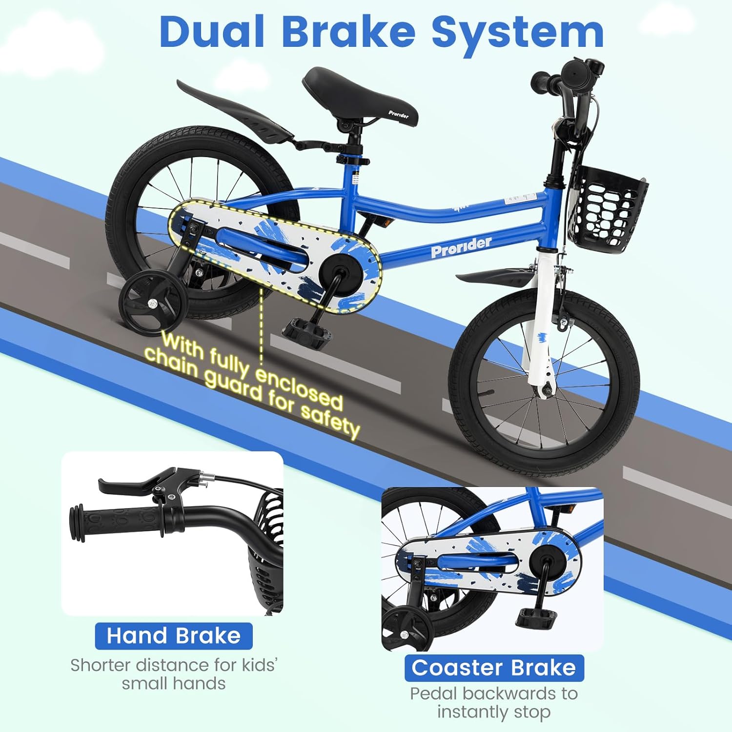 BABY JOY Kids Bike, 12 14 16 18 Inch Boys Girls Bike for 3-8 Years w/Training Wheels, 20 Inch Children Bicycle for 8+ Teens w/Kickstand, Handbrake, Coaster Brake & Removable Basket, Sporty Bicycle