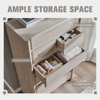 Modern 7 Drawers Dresser for Bedroom, 54.7" Tall Large Dresser & Chests of Drawers w/Rounded Corner, Wood Handleless Organizer Dresser w/Natural Texture for Bedroom, Living Room-Cream