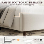 King Size Bed Frame, Upholstered Platform Bed with 62" Tall Wingback Headboard, Velvet Modern Luxury Design, No Box Spring Needed, Easy Assembly, Noise Free, Beige