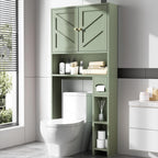 Meilocar 65.4" Over the Toilet Storage Cabinet, 29.1" Wide Bathroom Organizer with Toilet Paper Holder & Adjustable Shelf, Freestanding Space Saving Cabinet for Apartment, Laundry, Green