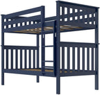Max & Lily Bunk Bed Twin over Twin, Solid Wood Bunk Bed Frame with Ladder for Kids, 14" Safety Guardrails, Easy Assembly, No Box Spring Needed, Blue