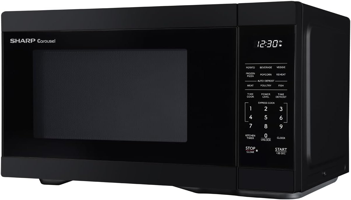 SHARP Countertop Microwave Oven with Removable 12.4" Carousel Turntable, 1000 Watt, 1.1 Cubic Feet, Black