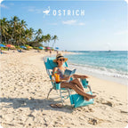 Ostrich the Deluxe 3N1 Lightweight Lawn Beach Reclining Lounge Chair with Footrest, Outdoor Furniture for Patio, Balcony, Backyard, or Porch, Aqua