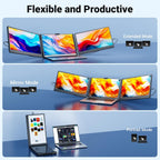 Ygretyrjh Laptop Screen Extender  14" Triple Portable Monitor for Laptop  1080P FHD IPS Screen Extender Monitors for 13"-17"  Travel Monitor for Mac/Windows/Chrome  Built-in Speakers
