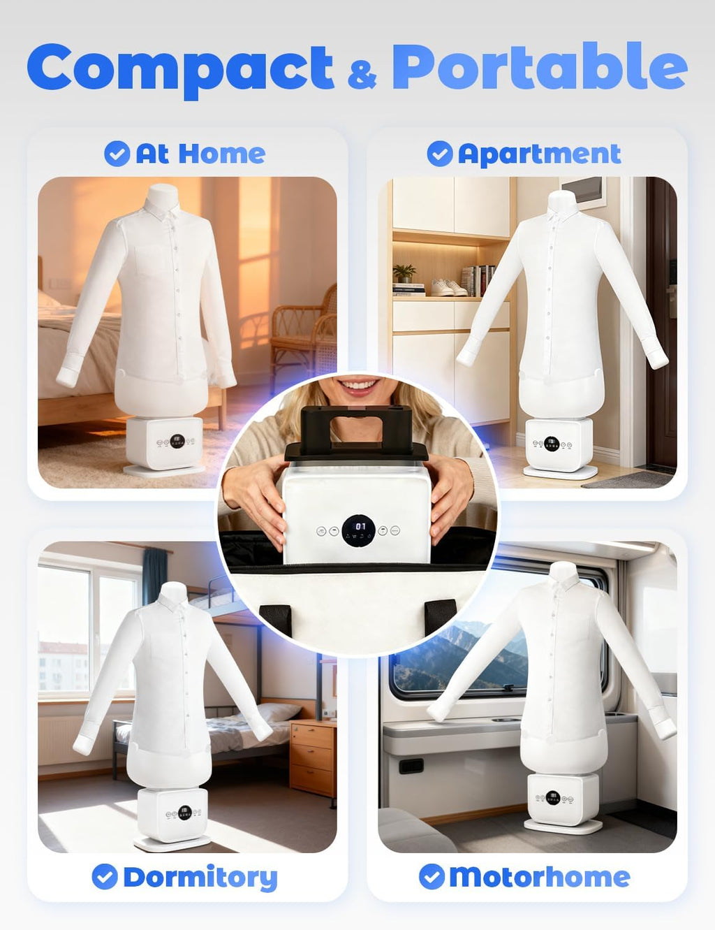 Automatic Ironing Machine, 2026 Touched Iron, Wrinkle-Free in 8-12 Min, 2-in-1 Hands Free Clothes Iron, 360° Without Blind, S-XXL, One-Click Gentle Steamer (Standard)