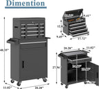 Tool Chest, 5 Drawers Rolling Tool Cabinet, Removable Cabinet Storage Tool Box with Universal Lockable Wheels, Lock Bar, Metal Tool Storage Cart, Tool Box for Garage, Workshop