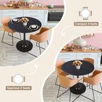 Round Dining Table 27.5" Black Tulip Table with Pedestal Base for 2-4 People Small Space - Kitchen Living Room Cafe