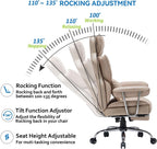 Efomao Big and Tall Office Chair 400lbs – PU Leather Executive Office Chair with Lumbar Support & Leg Rest, Heavy-Duty Computer Chair for Home Office, Dark Beige