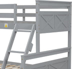 Merax Twin Over Full Bunk Bed with 2 Storage Drawers, Ladder and Guardrail, Can be Converted into 2 Separated beds, Grey