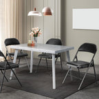 VINGLI 6 Pack Folding Chairs with Padded Seats, Metal Frame with Pu Leather Seat & Back, Capacity 350 lbs, Black