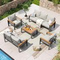 Aoxun Aluminum Patio Furniture Set 7 Seats  Oversized Outdoor Sectional with Washable Thick Cushions  Coffee Table and Waterproof Cover  Patio Conversation Sets for Porch  Balcony  Deck