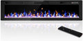 72 Inch Electric Fireplace, Ultra-Thin Fire Places Electric Fireplace Inserts Recessed and Wall Mounted with Remote Control & Touch Screen, 750W/1500W Fireplace Electric Heater with Timer, Multi-Flame