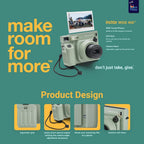 Fujifilm INSTAX Wide 400 Instant Camera - Sage Green with Pixibytes Microfiber Cleaning Cloth (Camera + 2 Wide Twin Packs)