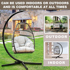 Hanging Egg Swing Chair Outdoor Hammock with Stand, Wicker Rattan Patio Chair, Swings for Adults, Chairs Outside, Patio, Bedroom, Garden & Balcony