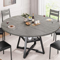 Jocoevol 51" Round Dining Table for 6,Kitchen Dining Room Circle Dinner Pedestal Table,Space Saving Wood Kitchen & Dining Room Furniture (Grey, 51In)