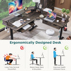 RedLemon L-Shaped Electric Standing Desk, 60 inches Motor Height Adjustable Sit Stand Corner Desk with Led, Large Home Office Desk Computer Workstation, Dark Rustic Oak