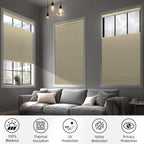 BERISSA Top Down Bottom Up Cordless Cellular Shades No Tools No Drill Blinds for Windows Shades for Indoor Windows Easy to Install,52" W x 52" H ?100% Blackout Beige...