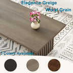 BON AUGURE Fluted Coffee Table, Wood Living Room Tables, Rectangle Coffee Tables for Living Room, Center Table for Home, Office (Greige Oak, 43Inch)