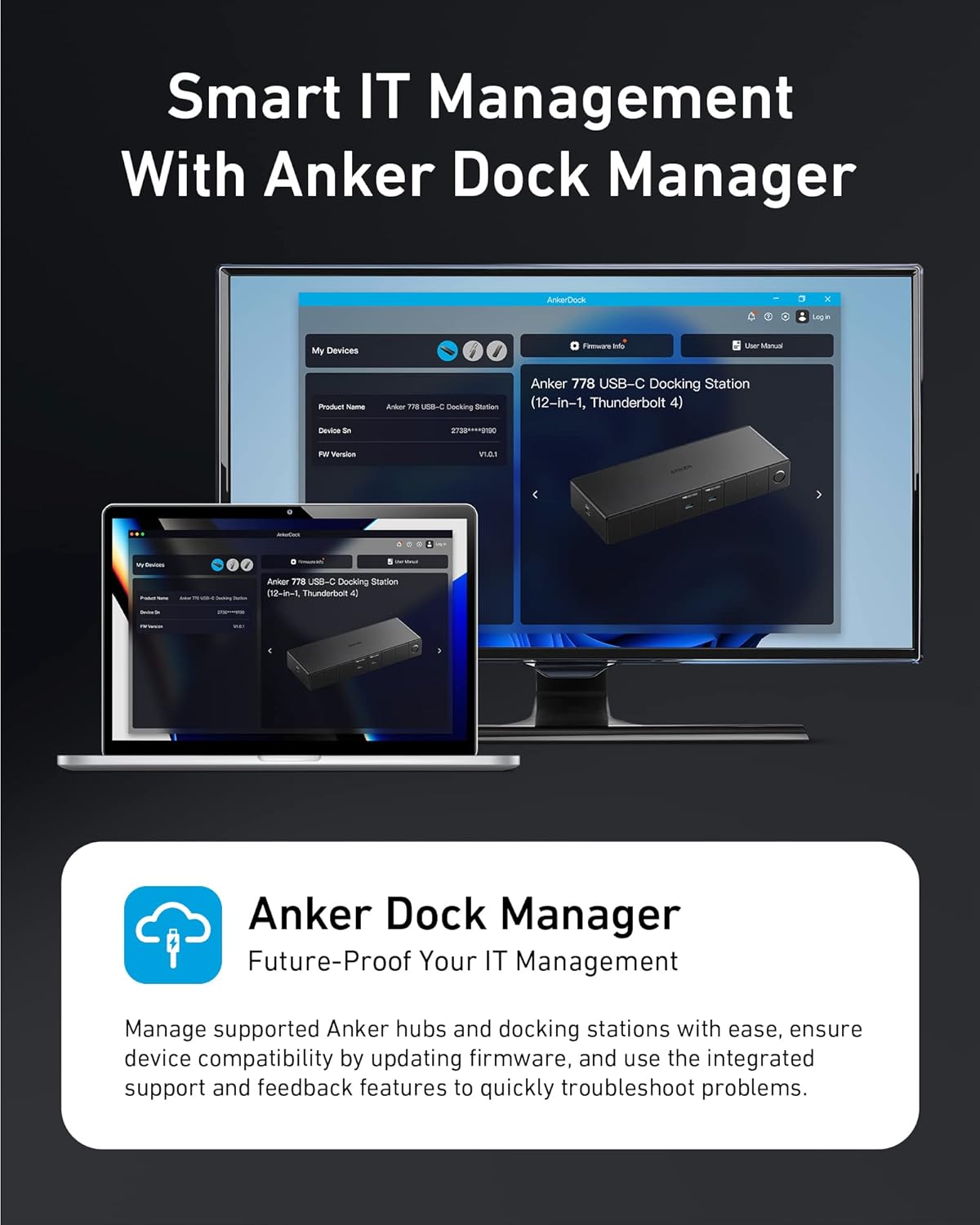 Anker 778 Thunderbolt Docking Station (12-in-1  Thunderbolt 4)  40 Gbps with Max 100W Charging for Laptop  Single 8K  Quad 4K Display  Ethernet  6 USB Ports for Dell  HP Laptops and More(Gray)
