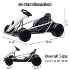 24V Go Kart for Kids 8-12, 300W*2 Motors, 9Ah Battery, 8MPH Speed, Music, Horn, 175lbs Max Load – White