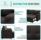 Multifunctional Sectional Sofa with Pull-Out Sleeper Bed & Hidden Storage – Reversible Chaise Espresso,Velvet – Space-Saving, Durable, Stylish & Easy DIY Assembly for Apartments & Small Homes