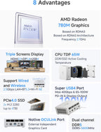 MINISFORUM UM880 Plus Mini PC AMD Ryzen 7 8845HS(8C/16T  up to 5.1GHz)  32GB DDR5 1TB PCIe4.0 SSD  HDMI+DP+USB4 Triple Outputs  OCuLink Port  2.5G LAN  5x USB Port  Radeon 780M Graphics Micro Computer