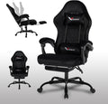 Velvet Gaming Chair for Adults with Pocket Spring Cushion Seat,Soft Gaming Chair Fabric with Extendable Footrest, Swivel Recliner with Ergonomic Lumbar Support and Headrest for Home/Office(Black)