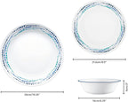 Corelle Dinnerware Set (12pc Set, Ocean Blues)-Dinner Set for 4, Includes 4 x: Plates, Side Plates & Bowls, 3 X More Durable, Half The Space & Weight of Ceramic, up to 80% Recycled Glass (1146815)