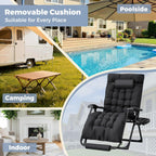 Homall Oversized Zero Gravity Chair, 32In Recliner Lounge Chair with Removable Soft Cushion and Cup Holder, Adjustable Anti Gravity Chair Folding Patio Chairs Padded for Indoor and Outdoor (Black)